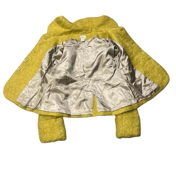 Elevenses Anthropologie Vintage Gold-Green Mohair Retro Wool Jacket Size 6 - Picture 5 of 8